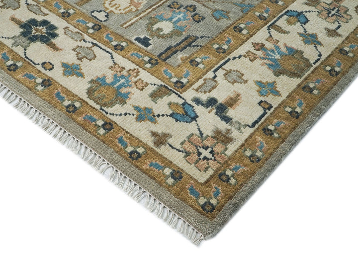 10x14 Taupe, Gray, Beige Color Hand Knotted Oushak Wool Transitional Oriental Rug
