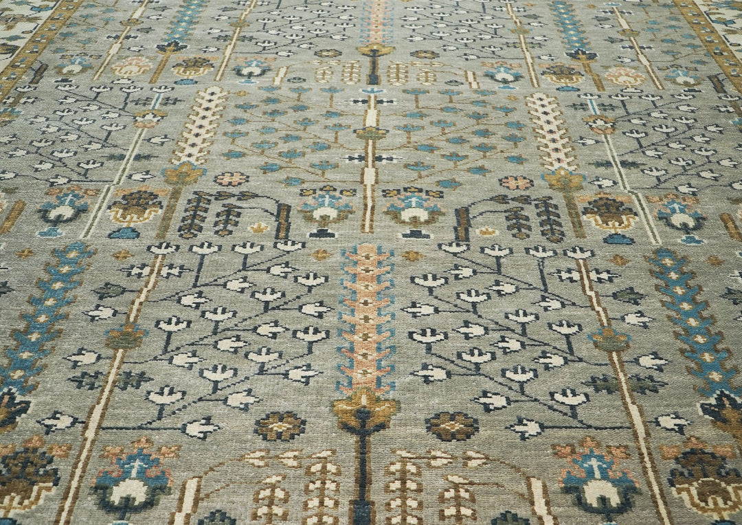 10x14 Taupe, Gray, Beige Color Hand Knotted Oushak Wool Transitional Oriental Rug