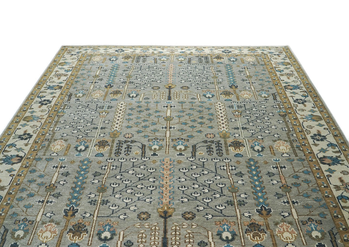 10x14 Taupe, Gray, Beige Color Hand Knotted Oushak Wool Transitional Oriental Rug