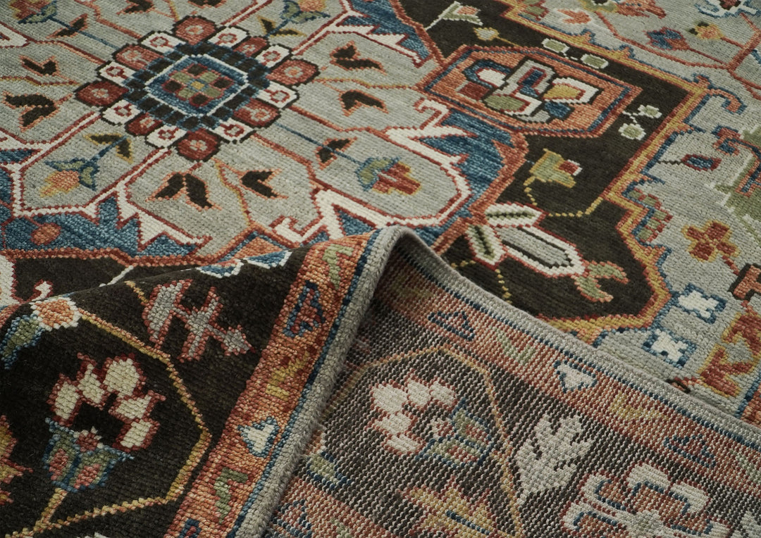 10x14 Gray, Green, Rust Color Hand Knotted Oushak Wool  Oriental Rug