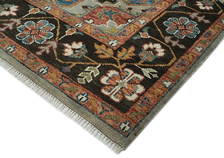 10x14 Gray, Green, Rust Color Hand Knotted Oushak Wool  Oriental Rug