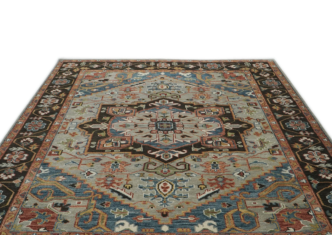 10x14 Gray, Green, Rust Color Hand Knotted Oushak Wool  Oriental Rug