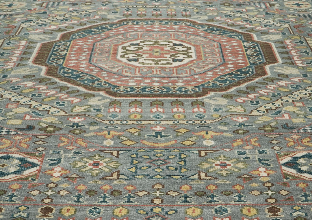 10x14 Gray, Rose, Ivory Color Hand Knotted Oushak Wool Traditional Oriental Rug