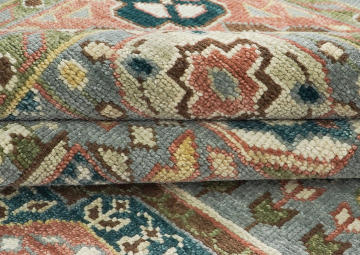 10x14 Gray, Rose, Ivory Color Hand Knotted Oushak Wool Traditional Oriental Rug