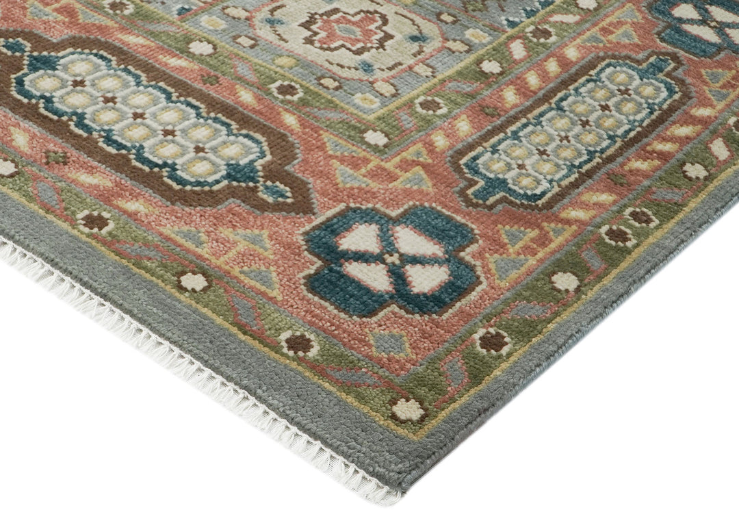 10x14 Gray, Rose, Ivory Color Hand Knotted Oushak Wool Traditional Oriental Rug