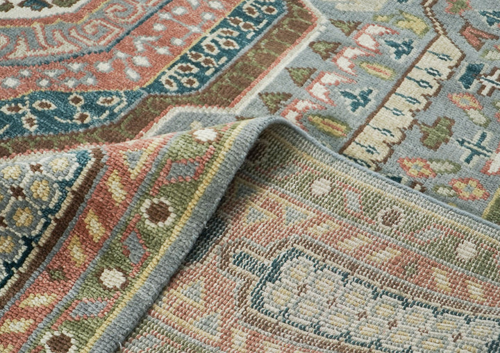 10x14 Gray, Rose, Ivory Color Hand Knotted Oushak Wool Traditional Oriental Rug