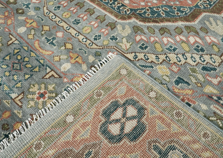 10x14 Gray, Rose, Ivory Color Hand Knotted Oushak Wool Traditional Oriental Rug