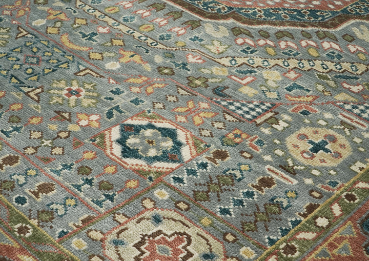 10x14 Gray, Rose, Ivory Color Hand Knotted Oushak Wool Traditional Oriental Rug