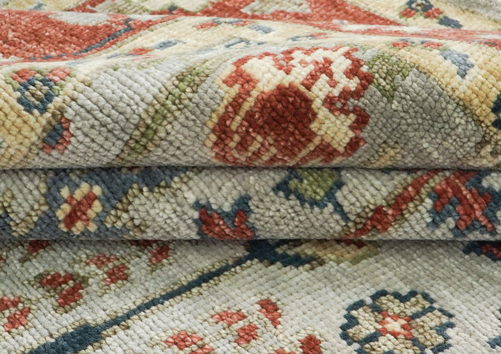 10x14 Gray, Burnt Orange, Lime Color Hand Knotted Oushak Wool Transitional Oriental Rug