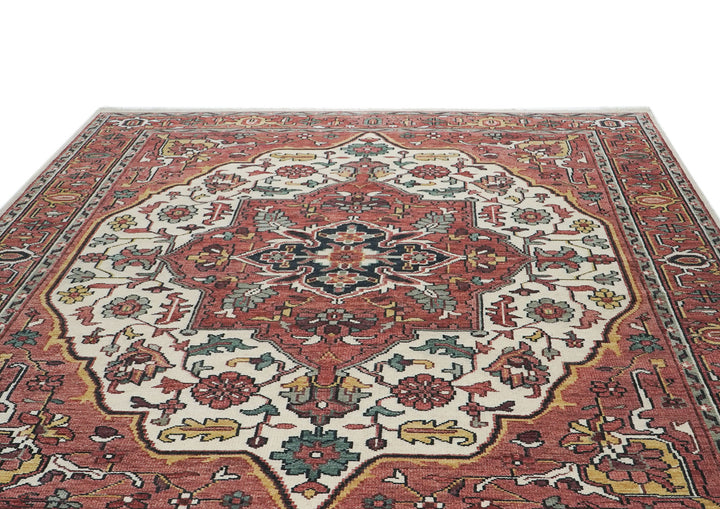 10x14 Rust, Ivory, Brown Color Hand Knotted Oushak Wool  Oriental Rug