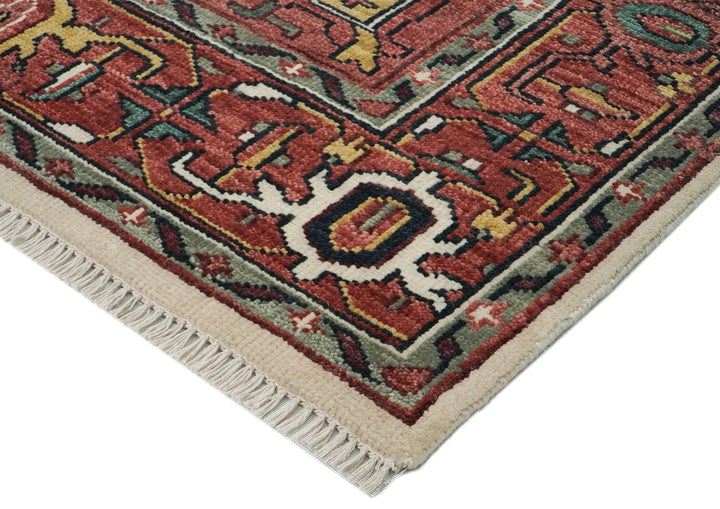 10x14 Rust, Ivory, Brown Color Hand Knotted Oushak Wool  Oriental Rug