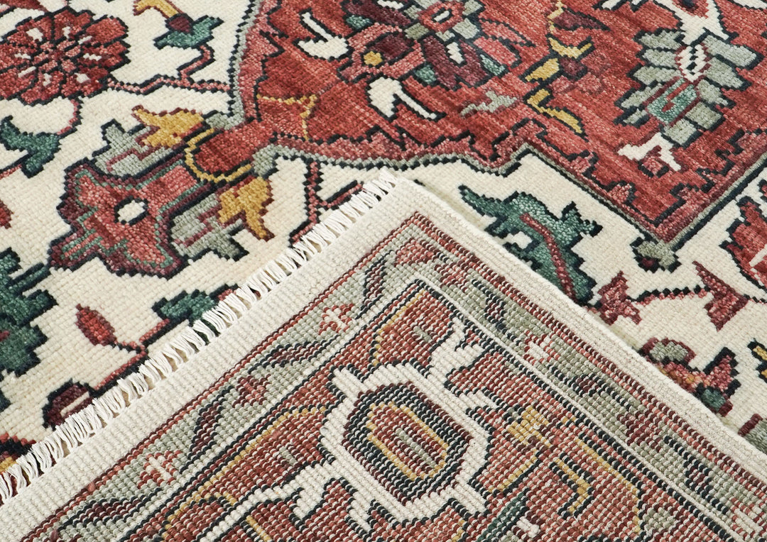 10x14 Rust, Ivory, Brown Color Hand Knotted Oushak Wool  Oriental Rug