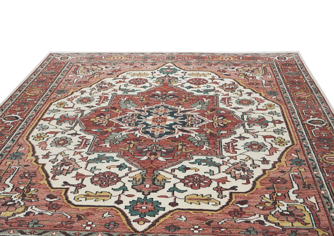 10x14 Rust, Ivory, Gold Color Hand Knotted Oushak Wool  Oriental Rug