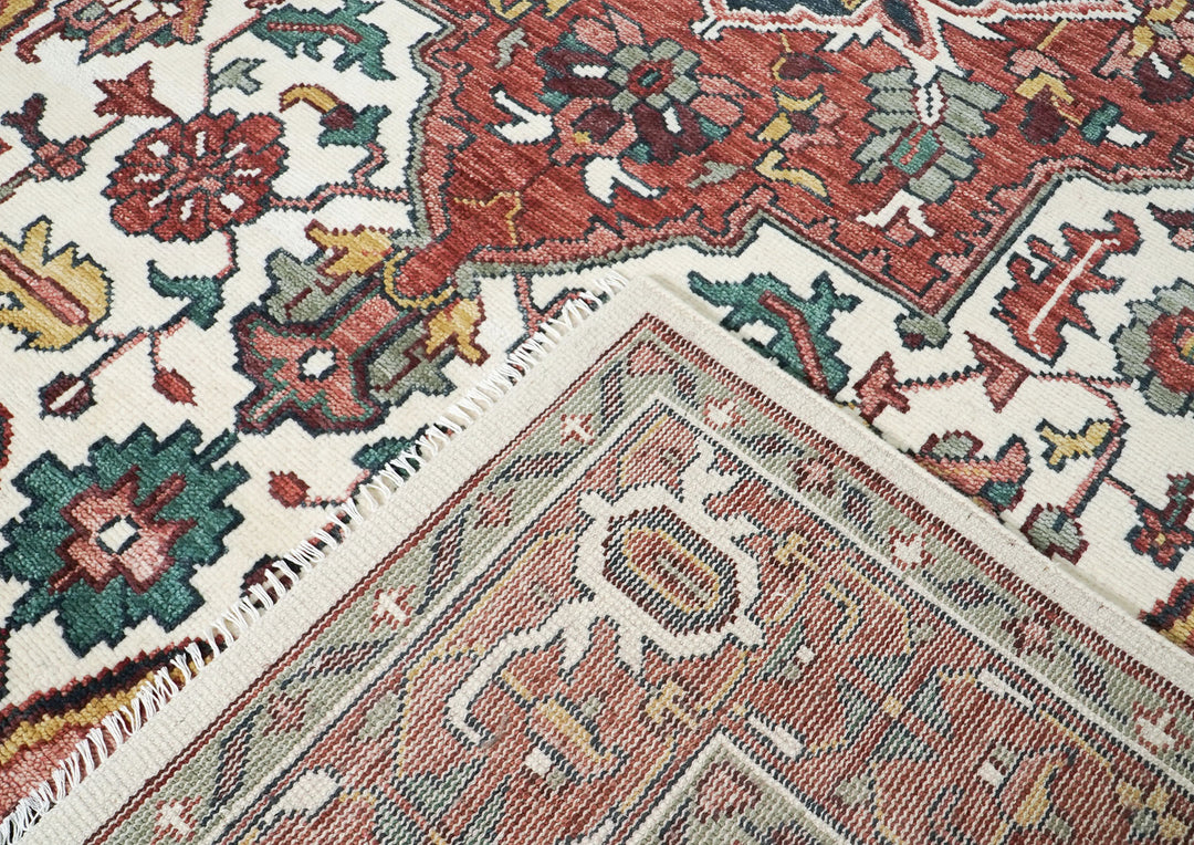 10x14 Rust, Ivory, Gold Color Hand Knotted Oushak Wool  Oriental Rug