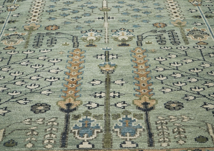 10x14 Celadon, Beige, Tan Color Hand Knotted Oushak Wool Transitional Oriental Rug