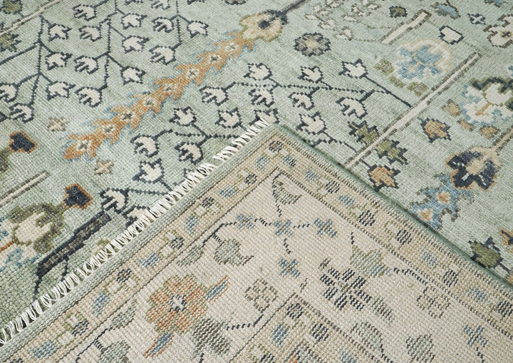 10x14 Celadon, Beige, Tan Color Hand Knotted Oushak Wool Transitional Oriental Rug