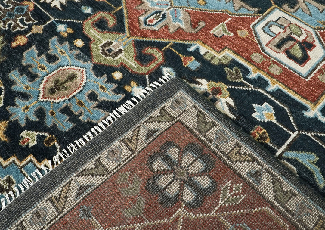 10x14 Blue, Burnt Orange, Aqua Color Hand Knotted Oushak Wool  Oriental Rug