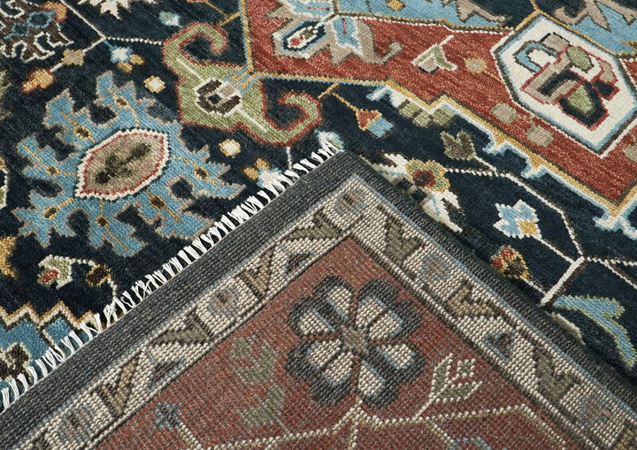 10x14 Blue, Burnt Orange, Aqua Color Hand Knotted Oushak Wool  Oriental Rug