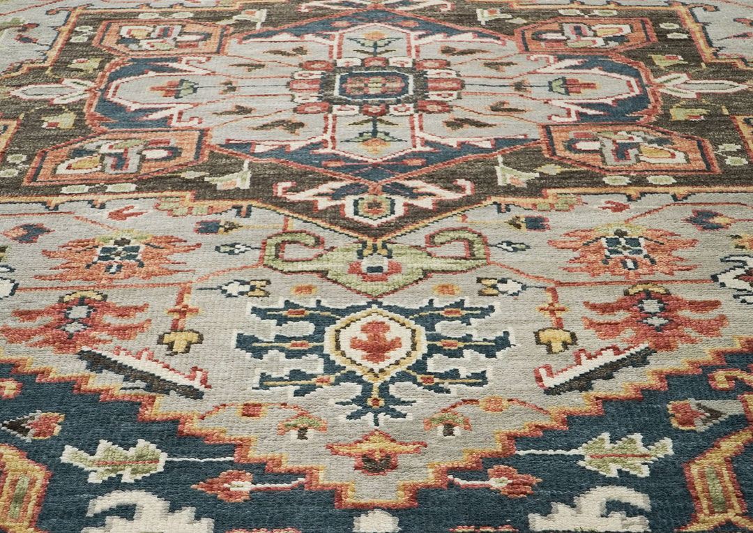 10x14 Gray, Green, Rust Color Hand Knotted Oushak Wool  Oriental Rug