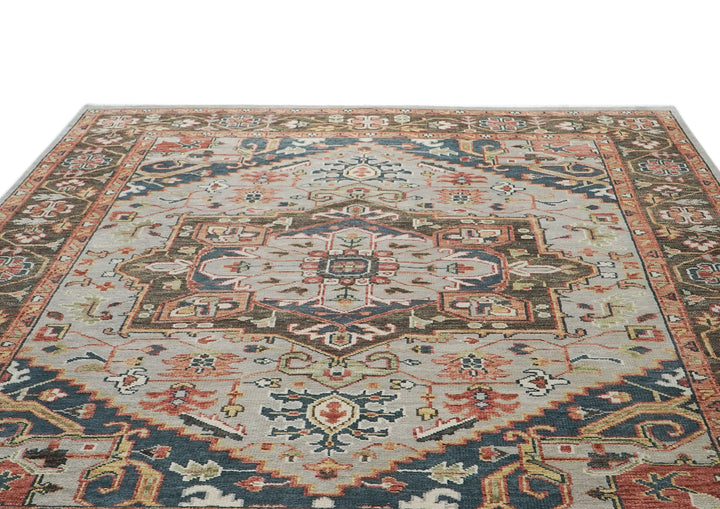 10x14 Gray, Green, Rust Color Hand Knotted Oushak Wool  Oriental Rug