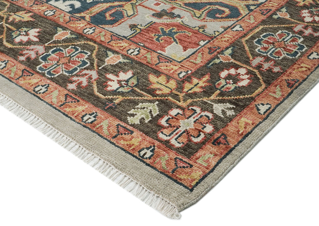 10x14 Gray, Green, Rust Color Hand Knotted Oushak Wool  Oriental Rug