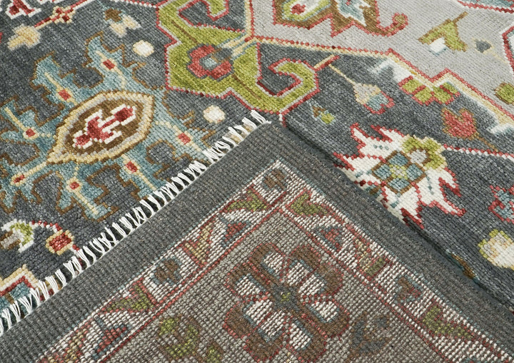 10x14 Slate, Ivory, Lime Color Hand Knotted Oushak Wool  Oriental Rug