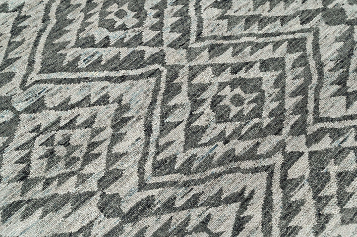 4x6 Dark Gray, Silver, Color Hand Knotted Oushak Wool  Oriental Rug