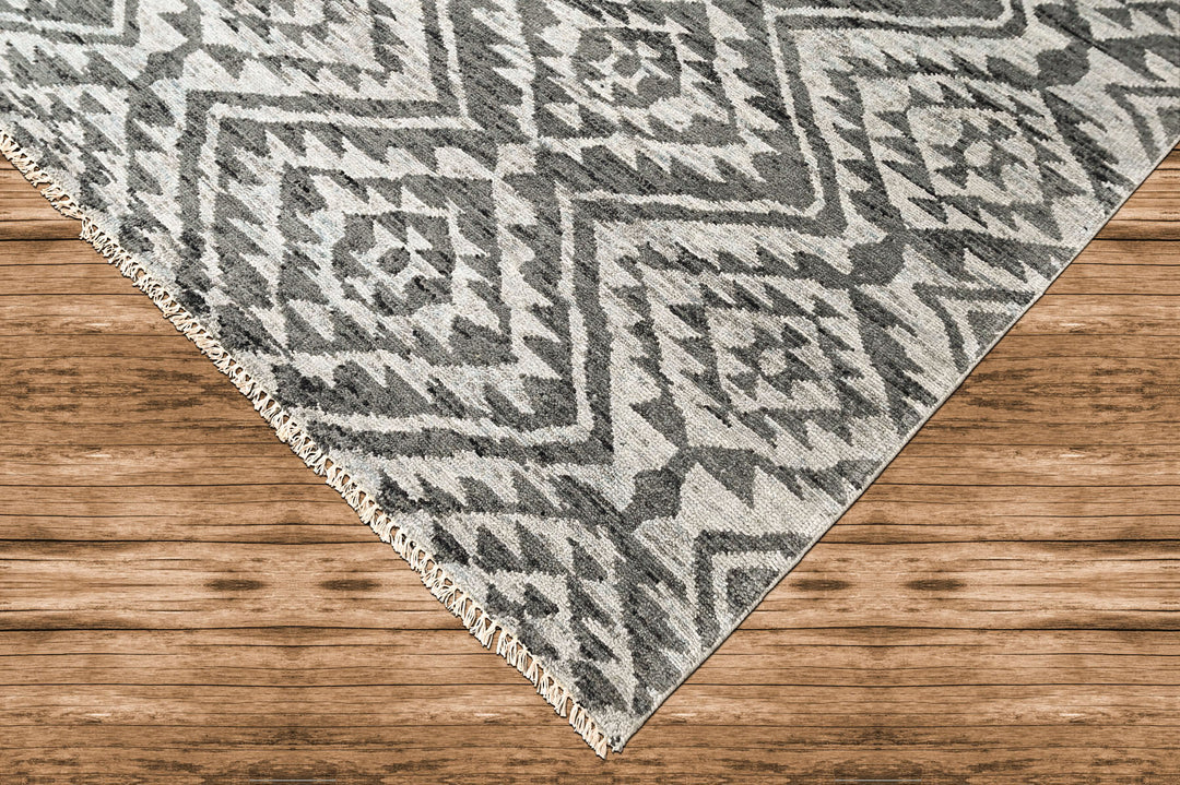 8'6x11'6 Gray, Silver, Color Hand Knotted Oushak Wool Modern Oriental Rug