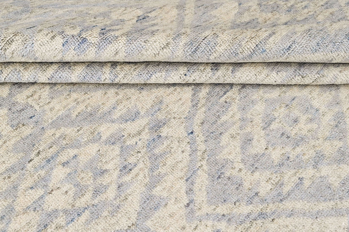 Multi Size Gray Blue Color Hand Knotted Oushak Wool  Oriental Rug