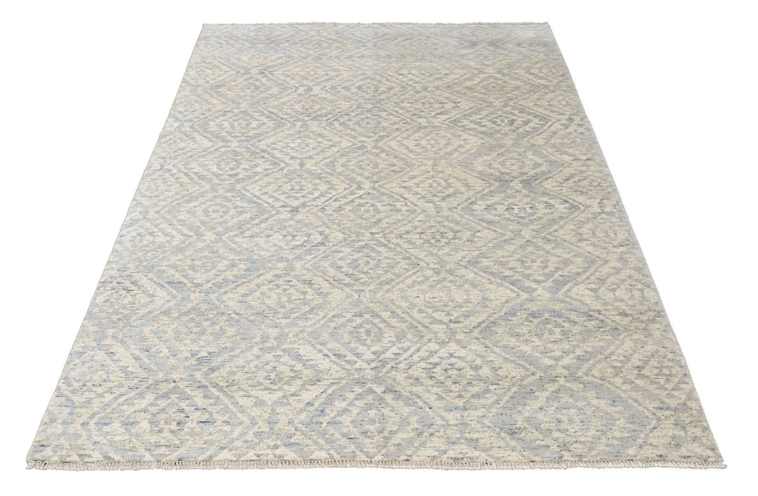 Multi Size Gray Blue Color Hand Knotted Oushak Wool  Oriental Rug