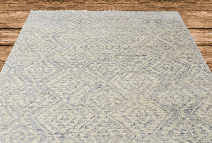 Multi Size Gray Blue Color Hand Knotted Oushak Wool  Oriental Rug