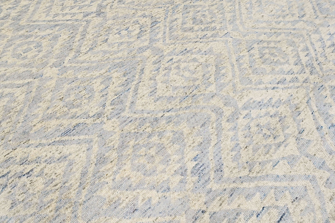 Multi Size Gray Blue Color Hand Knotted Oushak Wool  Oriental Rug