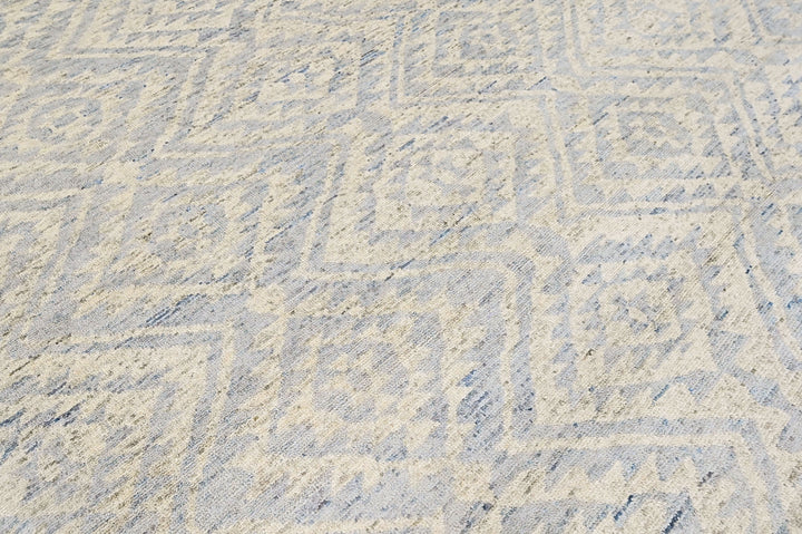 Multi Size Gray Blue Color Hand Knotted Oushak Wool  Oriental Rug