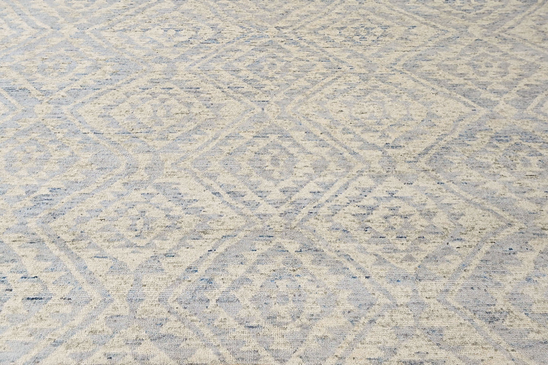 Multi Size Gray Blue Color Hand Knotted Oushak Wool  Oriental Rug