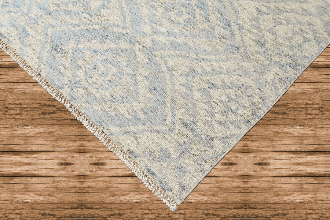 Multi Size Gray Blue Color Hand Knotted Oushak Wool  Oriental Rug