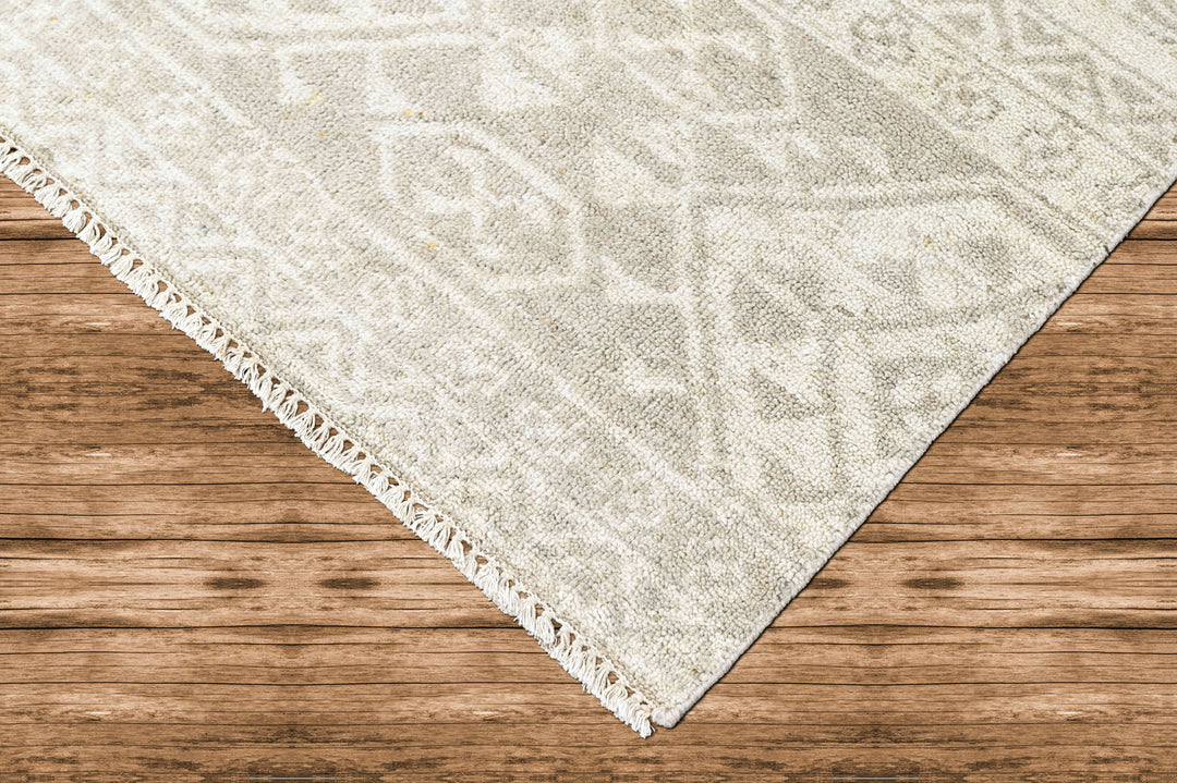 4x6 Beige, Gray, Color Hand Knotted Oushak Wool  Oriental Rug