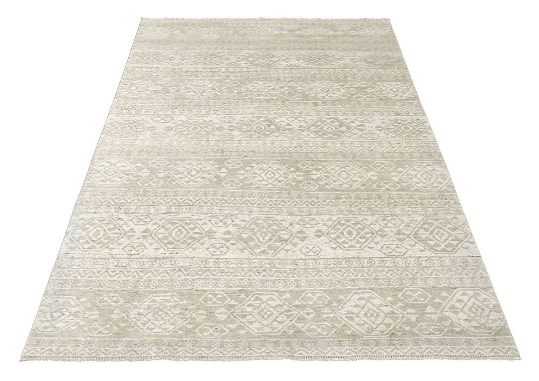 Multi Size Tone on Tone Gray Color Hand Knotted Oushak Wool  Oriental Rug
