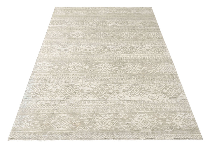 Multi Size Tone on Tone Gray Color Hand Knotted Oushak Wool  Oriental Rug