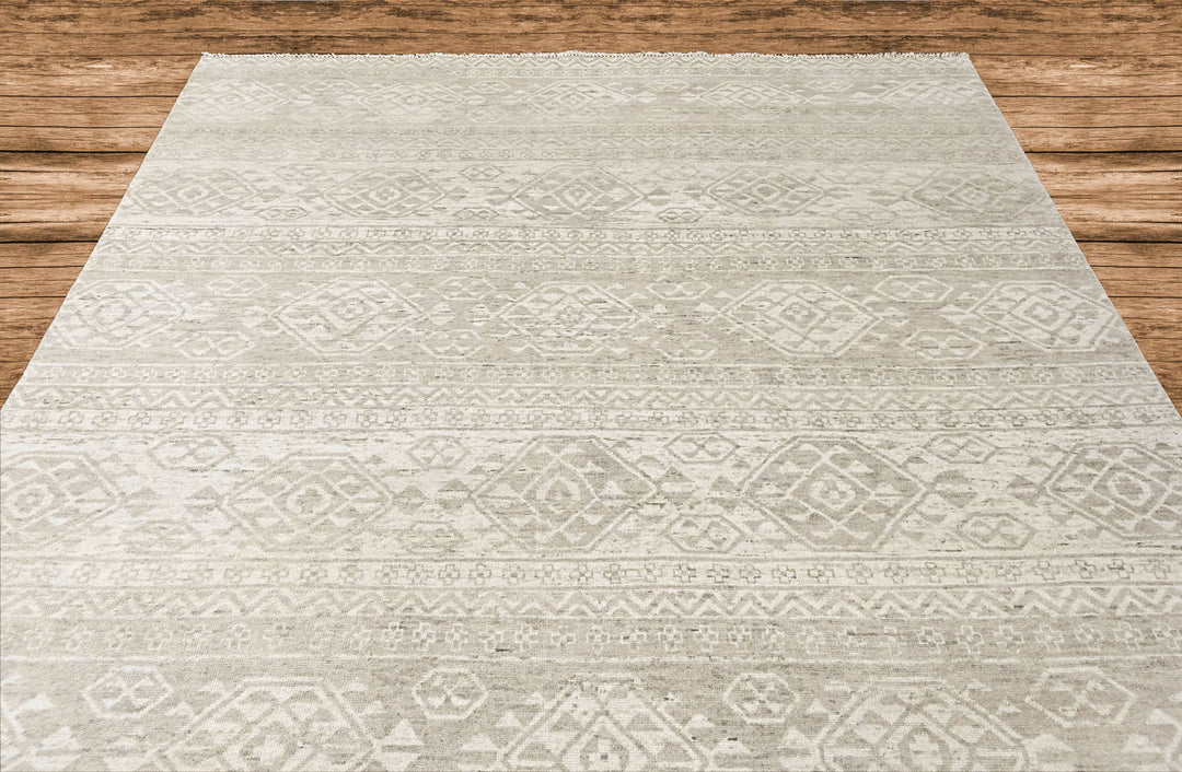 Multi Size Tone on Tone Gray Color Hand Knotted Oushak Wool  Oriental Rug