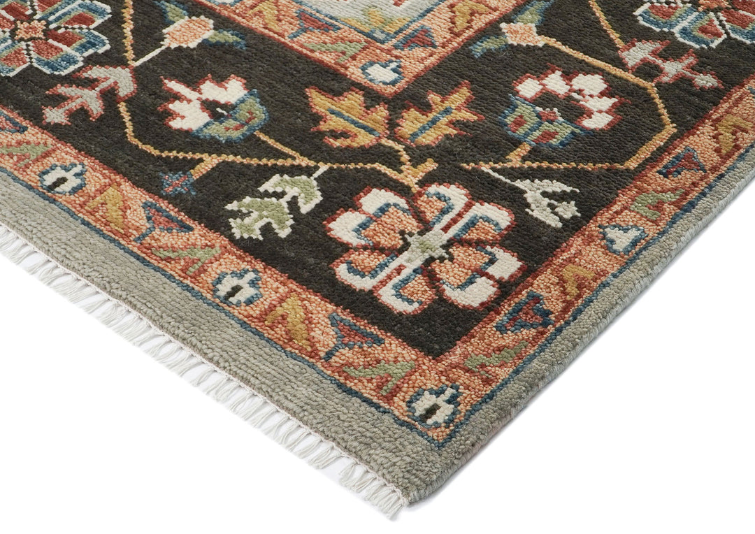 10x14 Gray, Dark Green, Blue Color Hand Knotted Oushak Wool  Oriental Rug