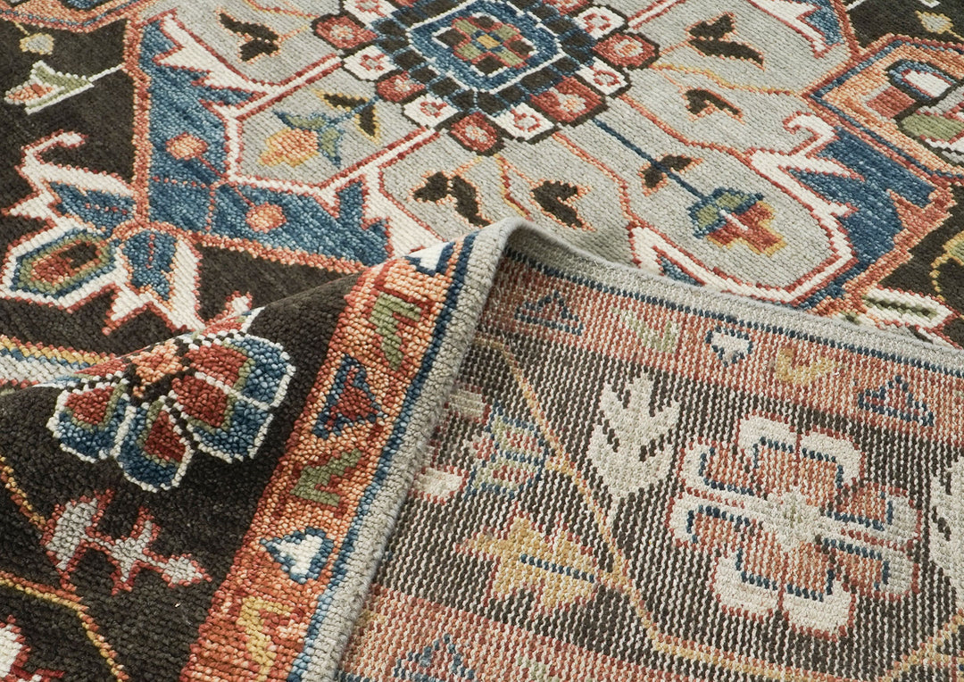 10x14 Gray, Dark Green, Blue Color Hand Knotted Oushak Wool  Oriental Rug