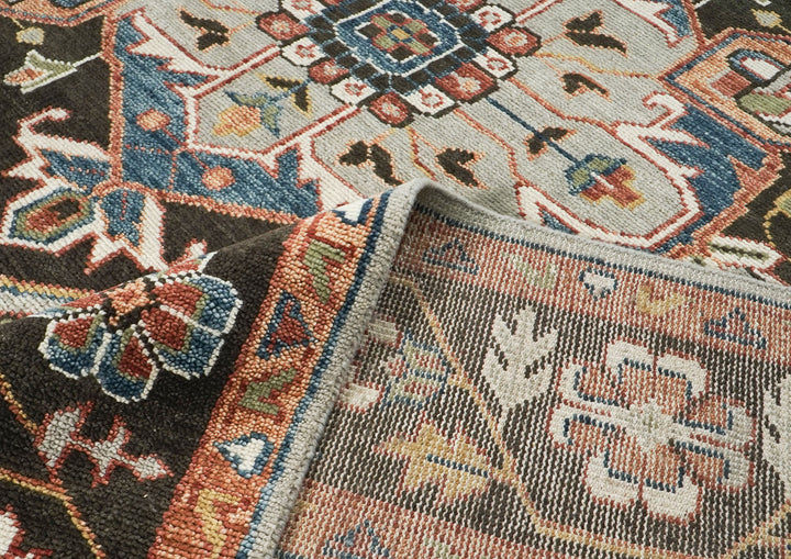 10x14 Gray, Dark Green, Blue Color Hand Knotted Oushak Wool  Oriental Rug