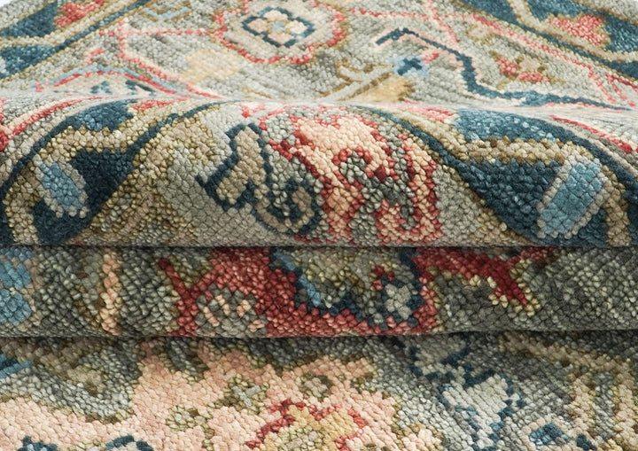 10x14 Gray, Moss, Rose Color Hand Knotted Oushak Wool Arts and Crafts Oriental Rug