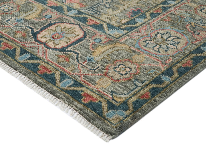 10x14 Gray, Moss, Rose Color Hand Knotted Oushak Wool Arts and Crafts Oriental Rug