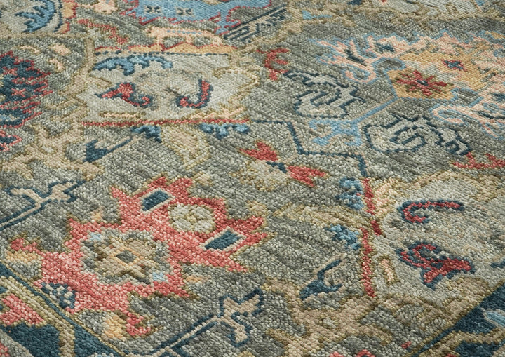 10x14 Gray, Moss, Rose Color Hand Knotted Oushak Wool Arts and Crafts Oriental Rug