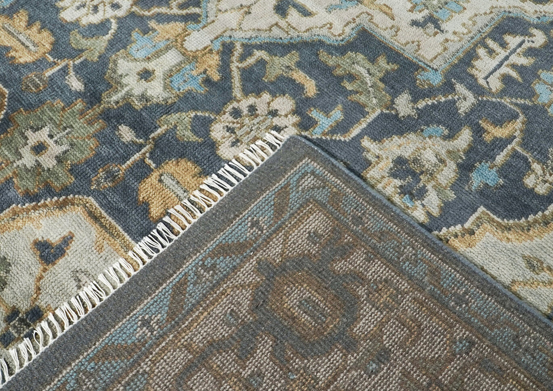 10x14 Blue, Beige, Green Color Hand Knotted Oushak Wool  Oriental Rug