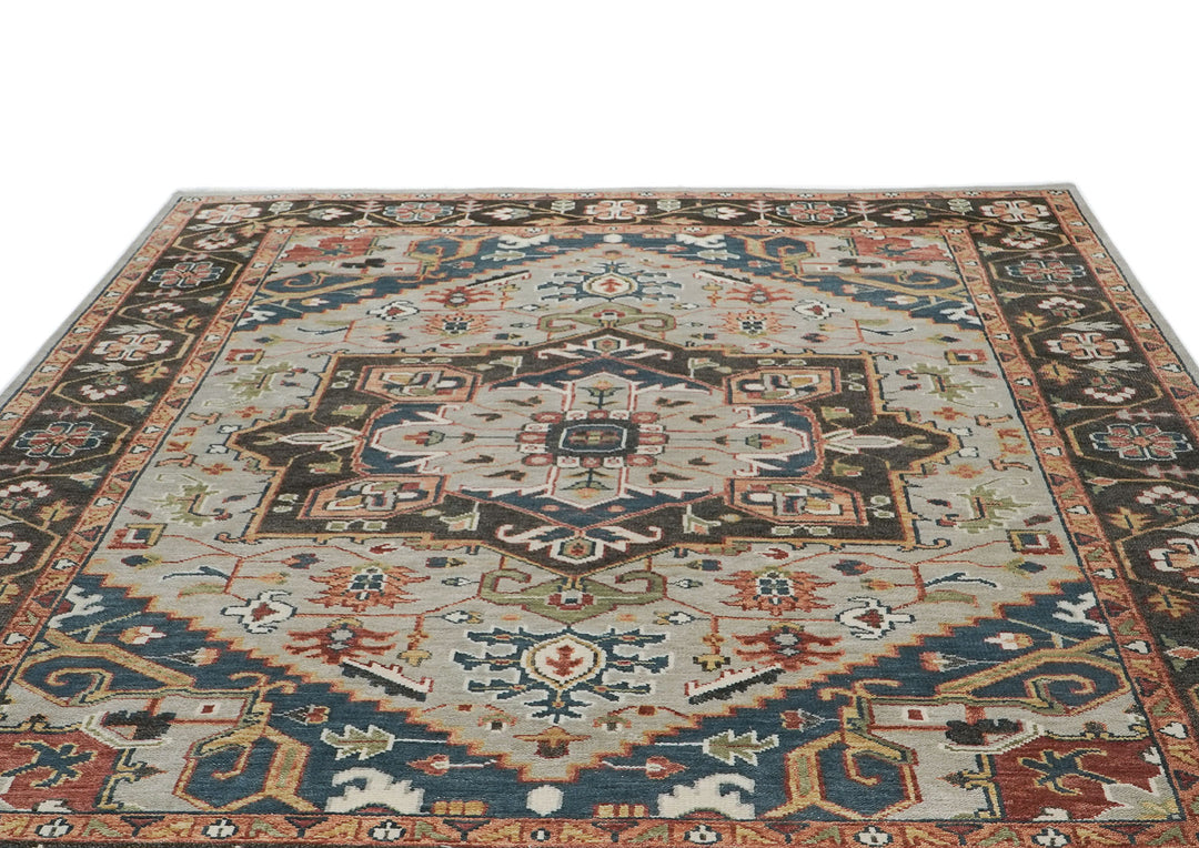 10x14 Gray, Green, Ivory Color Hand Knotted Oushak Wool  Oriental Rug