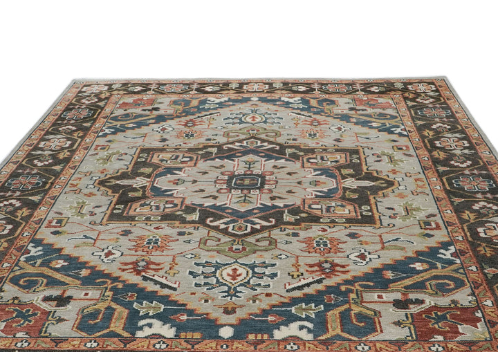 10x14 Gray, Green, Ivory Color Hand Knotted Oushak Wool  Oriental Rug