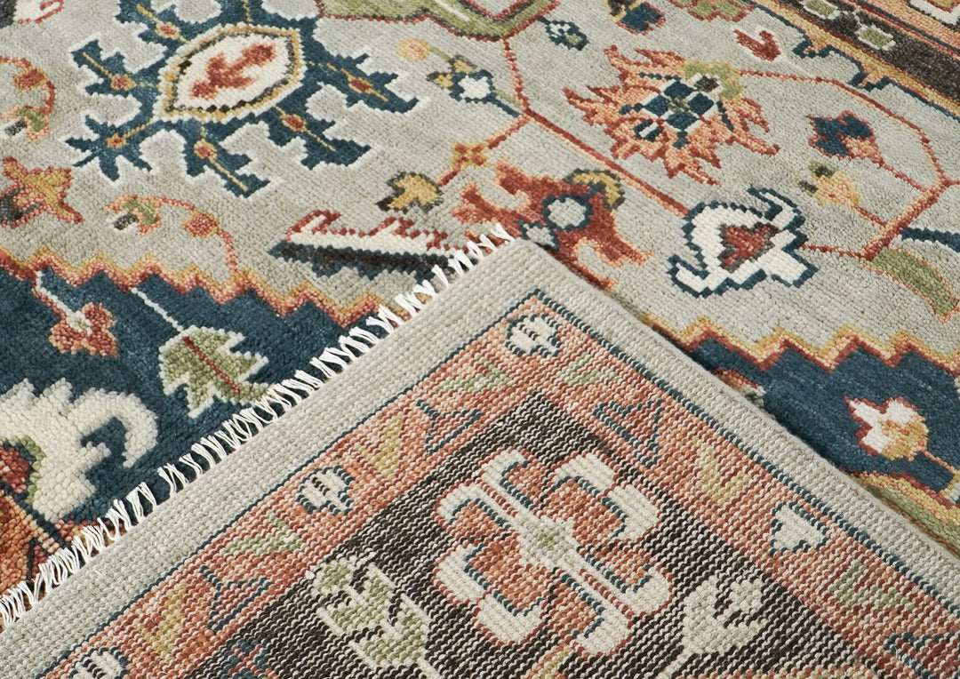 10x14 Gray, Green, Ivory Color Hand Knotted Oushak Wool  Oriental Rug