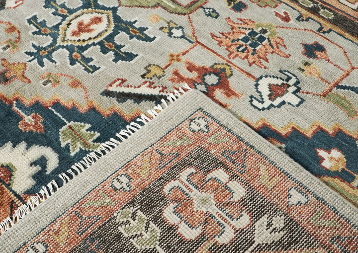 10x14 Gray, Green, Ivory Color Hand Knotted Oushak Wool  Oriental Rug